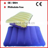 PVC inflatable trvel pillow with flocked surface