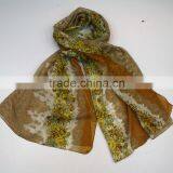 Wholesale Flower Design Printed Plain 100% Viscose Scarf thumbnail-2