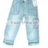 Light Blue no Name Brand Kids Jeans Nice Washing Trendy Designed Kids Denim Funky Cargo Pockets Jeans thumbnail-1