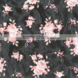 Pink Flower on Black Mesh Half Shiny Mesh Spandex Nylon 70210 Elastic Kids Shoes Fabric thumbnail-2