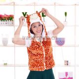 beautiful promotional light brown customized plush giraffe animal shaped clothes/clothing/dress/garment