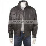 Natural Mens Leather Bomber Jacket , Genuine Leather Bomber Jackets , Black Wholesale Bomber Faux Leather Jacket thumbnail-2
