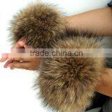 Popular Design Raccoon Fur Coat Sleeves Cuffs Fox Fur Hand Covers Ladies Coat Sleeve Decoration thumbnail-2