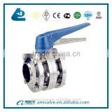 DN14-DN150 Stainless Steel Food Grade Clamped Butterfly Valve