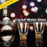 Set of 2 Gold Rimmed Crystal Wine Glasses Whisky Tumbler Glass