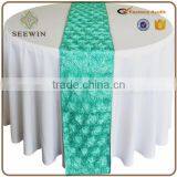 12x108 Washable Satin Rosette Table Runner for Dinning Decoration thumbnail-1