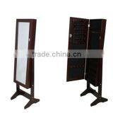 Stock Wooden Jewelry Mirror Organizer Cabinet Fashion Design Coffee Color thumbnail-1