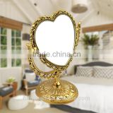 double sides heart-shaped magniying cosmetic mirror high quality free standing desktop mirror