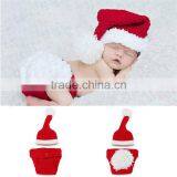 Crochet Christmas Costume Hat&Diaper/Pants Set Newborn Baby Photo Props Toddler Santa Photography Props thumbnail-5