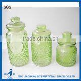 Round Home Basis Honeycomb Glass Canisters With Glass Lid thumbnail-1