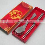 Stainless Steel Gift Cutlery Set Spoon and Chopsticks With Red Box thumbnail-1