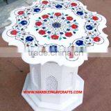 Pure White Marble Inlay Table Top thumbnail-1