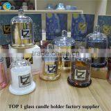 Amber Glass Candlesticks Cloche Glass thumbnail-5