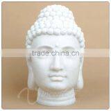 China Supply Hand Carved Natural White Marble Buddha Head Sculpture for Sale thumbnail-4