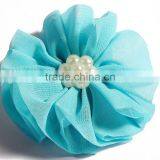 Fabric Chiffon Flower With Pearl Beads Center for Kids Hair Accessories thumbnail-5