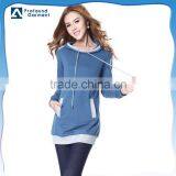 Womens Casual Fashion Long Sleeve Plain Longline Wholesale Blank Pullover Hoodies thumbnail-1