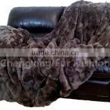 CX-D-65D Fashion Fur Throw Home Decor Genuine Rex Rabbit Fur Blanket thumbnail-1