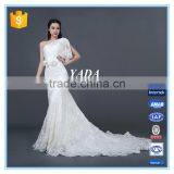 New Arrival One Shoulder Lace Hand Rosa Appliques Beaded Wedding Dresses Mermaid thumbnail-1