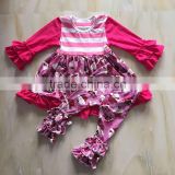 2017 new fashion child clothes Ice cream fabric dress with ruffles leggings girl outfit