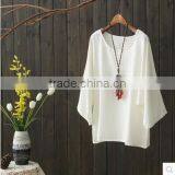 The Cotton and Linen Dress Loose Comfortable Breathable Round Collar Joker T-shirt thumbnail-2