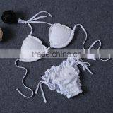 M742 D.Y Fashion 2016 Ladies White Lace Split Bikini Swimwear Beachwear thumbnail-3