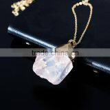 New Fashion Copper Link Cable Chain Gold Plated Clear Natural Quartz Jewelry Pendant Crystal Druzy Necklace thumbnail-2