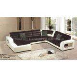 L.H806D White and Black Leather Sofa thumbnail-1