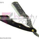 Stainless Steel Barber Razor Hand Engraved With Buffalo Horn thumbnail-5