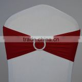 Cheap burgundy elastic chair sash with round buckle for chair cover