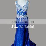 Plus Size Corset Bodice Slit Sequin Long Crystal Embellishments Sexy Prom Dress For Girls thumbnail-3