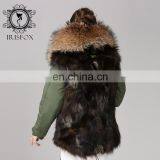Italy Designer Army Real Fox Fur Parka 2016 Women Jackets With Natural Fur Collar thumbnail-4