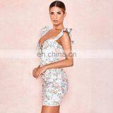 Slim Fit Bodycon Sexy Low-cut Floral Print Women's Princess Sleeve Dresses Women Dress thumbnail-2