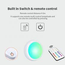 LED Cabinet Light Colorful Dimmable Touch Sensor Night Lamp Remote Control Wireless Puck Light thumbnail-2