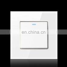 EU UK Standard Home Wall Socket Push Button On/Off Light Switch,Crystal Tempered Glass 86*86mm Wall Switch thumbnail-2