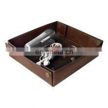New Cute Office Desk Leather Jewelry Tray Storage Desktop Foldable Valet Tray Organizer