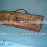 Handmade Shabby Chic Antique Brown Wooden Wine Box/Wine Case With Handle for 1 Bottle thumbnail-1