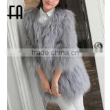 Factory wholesale price white raccoon dyed knitted fur coat
