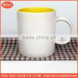 portion cup porcelain ceramic coffee mug for promotion with custom design ,double cup matte white and shinny yellow