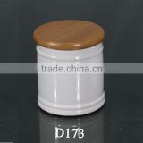 ceramic canister jar with wooden lid