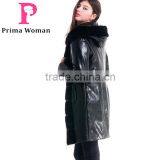 Used Long Winter Women Medium Length Coat With Mink Hat Overcoat