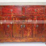 Antique Chinese Furniture, Shanxi Red Distreesed Sideboard thumbnail-1