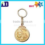 Gold clor embossed commemorate metal keychain