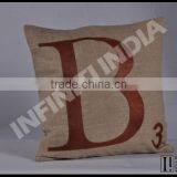 Vintage Cotton and Leather Cushion, Vintage Cushion thumbnail-1