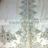 Fancy White Beaded Moroccan Kaftan Fabric (KFT-017)