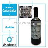 Custom Aluminum Embossed Bottle Label,wine Metal Sticker Metal Wine Label