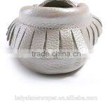 Silver Sequin Charcoal Fringe Baby Leather Moccasins,Toddler Leather Baby Shoes thumbnail-5