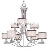 Modern Oval Chandelier Sand Nickel Finish With Two Tiers Grey Shades With Sealing Chandelier thumbnail-1
