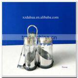 High Quality Clear Glass Spice Papper Bottle Rack Set