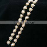 Cheap Plastic Pearl Beaded Lace Trim for Wedding Dress thumbnail-4