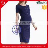 Custom spandex bamboo fiber plain blank short sleeve maternity dresses